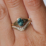 0.96ct Oval Teal Precision Cut Montana Sapphire Low Profile 4 Prong Signet Solitaire in 14k Yellow Gold