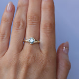 0.88ct Untreated Round Montana Sapphire Low Profile 4 Prong Signet Solitaire in 14k Yellow Gold