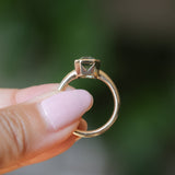 2.62ct Teal Green Emerald Cut Sapphire Low Profile Bezel Ring in 14k Yellow Gold
