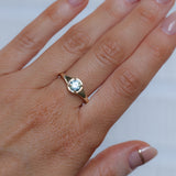 0.88ct Untreated Round Montana Sapphire Low Profile 4 Prong Signet Solitaire in 14k Yellow Gold