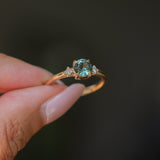 0.80ct Round Montana Sapphire and Princess Cut Diamond Rapids Low Profile Ring in 14k Yellow Gold