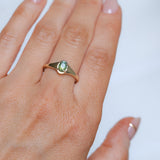 0.71ct Oval Green Precision Cut Montana Sapphire Low Profile 4 Prong Signet Solitaire in 14k Yellow Gold