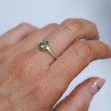 0.71ct Oval Green Precision Cut Montana Sapphire Low Profile 4 Prong Signet Solitaire in 14k Yellow Gold