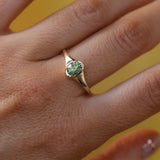0.71ct Oval Green Precision Cut Montana Sapphire Low Profile 4 Prong Signet Solitaire in 14k Yellow Gold