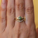 0.71ct Oval Green Precision Cut Montana Sapphire Low Profile 4 Prong Signet Solitaire in 14k Yellow Gold