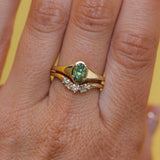 0.71ct Oval Green Precision Cut Montana Sapphire Low Profile 4 Prong Signet Solitaire in 14k Yellow Gold