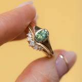 0.71ct Oval Green Precision Cut Montana Sapphire Low Profile 4 Prong Signet Solitaire in 14k Yellow Gold