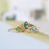 0.71ct Oval Green Precision Cut Montana Sapphire Low Profile 4 Prong Signet Solitaire in 14k Yellow Gold