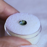 0.94CT ROUND MADAGASCAR SAPPHIRE, TEAL BLUE GREEN WITH GREY, 5.9X3.4MM
