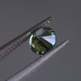 0.94CT ROUND MADAGASCAR SAPPHIRE, TEAL BLUE GREEN WITH GREY, 5.9X3.4MM