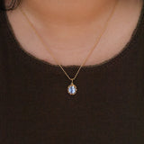 3.40ct Oval Madagascar Bicolor Sapphire 10 Prong Pendant in 14k Yellow Gold