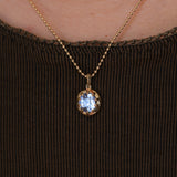 3.40ct Oval Madagascar Bicolor Sapphire 10 Prong Pendant in 14k Yellow Gold