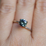 0.94CT ROUND MADAGASCAR SAPPHIRE, TEAL BLUE GREEN WITH GREY, 5.9X3.4MM