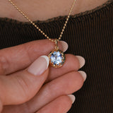 3.40ct Oval Madagascar Bicolor Sapphire 10 Prong Pendant in 14k Yellow Gold