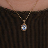 3.40ct Oval Madagascar Bicolor Sapphire 10 Prong Pendant in 14k Yellow Gold