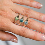 0.71ct Oval Green Precision Cut Montana Sapphire Low Profile 4 Prong Signet Solitaire in 14k Yellow Gold