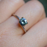 0.94CT ROUND MADAGASCAR SAPPHIRE, TEAL BLUE GREEN WITH GREY, 5.9X3.4MM