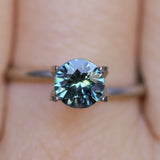 0.94CT ROUND MADAGASCAR SAPPHIRE, TEAL BLUE GREEN WITH GREY, 5.9X3.4MM