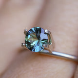 0.94CT ROUND MADAGASCAR SAPPHIRE, TEAL BLUE GREEN WITH GREY, 5.9X3.4MM