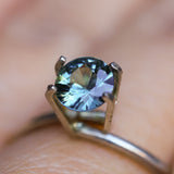 0.94CT ROUND MADAGASCAR SAPPHIRE, TEAL BLUE GREEN WITH GREY, 5.9X3.4MM