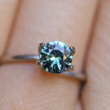 0.94CT ROUND MADAGASCAR SAPPHIRE, TEAL BLUE GREEN WITH GREY, 5.9X3.4MM