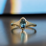 0.95ct Australian Marquise Sapphire Low Profile 4 Prong Signet Solitaire in 14k Yellow Gold