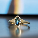 0.95ct Australian Marquise Sapphire Low Profile 4 Prong Signet Solitaire in 14k Yellow Gold