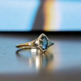 0.95ct Australian Marquise Sapphire Low Profile 4 Prong Signet Solitaire in 14k Yellow Gold