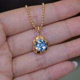 3.40ct Oval Madagascar Bicolor Sapphire 10 Prong Pendant in 14k Yellow Gold