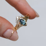 0.95ct Australian Marquise Sapphire Low Profile 4 Prong Signet Solitaire in 14k Yellow Gold