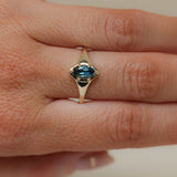 0.95ct Australian Marquise Sapphire Low Profile 4 Prong Signet Solitaire in 14k Yellow Gold