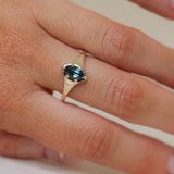 0.95ct Australian Marquise Sapphire Low Profile 4 Prong Signet Solitaire in 14k Yellow Gold