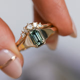 0.71ct Australian Emerald Cut Parti Sapphire Low Profile 4 Prong Signet Solitaire in 14k Yellow Gold