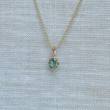 1.56ct Untreated Teal Green Nigerian Oval Sapphire 10 Prong Pendant in 14k Yellow Gold