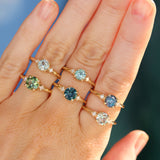 0.91ct Untreated Round White Montana Sapphire and Princess Cut Diamond Rapids Low Profile Ring in 14k Yellow Gold