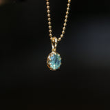 1.56ct Untreated Teal Green Nigerian Oval Sapphire 10 Prong Pendant in 14k Yellow Gold