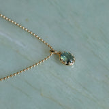 1.56ct Untreated Teal Green Nigerian Oval Sapphire 10 Prong Pendant in 14k Yellow Gold