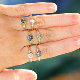 1.14ct Round Deep Blue Montana Sapphire and Princess Cut Diamond Rapids Low Profile Ring in 14k Yellow Gold