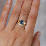 1.17ct Untreated Cushion Blue Madagascar Sapphire Low Profile 4 Prong Signet Solitaire in 14k Yellow Gold
