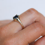 1.17ct Untreated Cushion Blue Madagascar Sapphire Low Profile 4 Prong Signet Solitaire in 14k Yellow Gold
