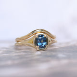 1.17ct Untreated Cushion Blue Madagascar Sapphire Low Profile 4 Prong Signet Solitaire in 14k Yellow Gold