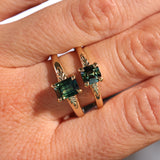 1.08ct Cushion Cut Parti Sapphire Low Profile Four Prong Spring Bloom Solitaire in 14k Yellow Gold