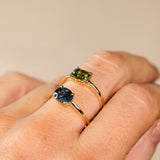 1.42ct Oval Blue Montana Sapphire Low Profile 4 Prong East-West Solitaire in 14k Yellow Gold