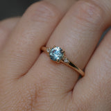 0.81ct Blue Montana Sapphire and Princess Cut Diamond Rapids Low Profile Ring in 14k Yellow Gold