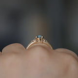 0.81ct Blue Montana Sapphire and Princess Cut Diamond Rapids Low Profile Ring in 14k Yellow Gold
