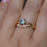 0.81ct Blue Montana Sapphire and Princess Cut Diamond Rapids Low Profile Ring in 14k Yellow Gold