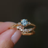 0.81ct Blue Montana Sapphire and Princess Cut Diamond Rapids Low Profile Ring in 14k Yellow Gold