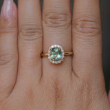1.53ct Parti Cushion Untreated Madagascar Sapphire Antique-Style Diamond Halo Ring in 14k Yellow Gold