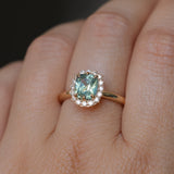 1.53ct Parti Cushion Untreated Madagascar Sapphire Antique-Style Diamond Halo Ring in 14k Yellow Gold