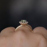 1.53ct Parti Cushion Untreated Madagascar Sapphire Antique-Style Diamond Halo Ring in 14k Yellow Gold